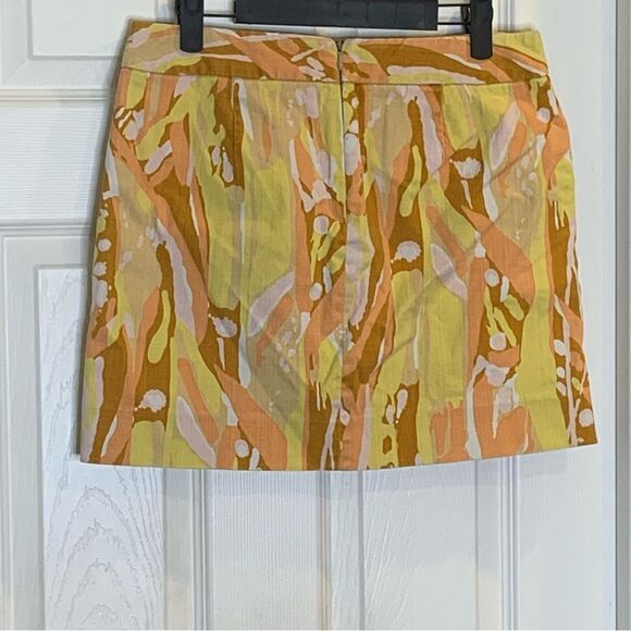 J.Crew Yellow & Orange Water Color Mini Skirt Size 4 - Picture 4 of 9